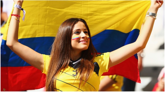 A Colombia fan shows support prior to the 2014 FIFA World Cup Brazil Group C match between Colombia and Greece at Estadio Mineirao on June 14, 2014 in Belo Horizonte, Brazil.