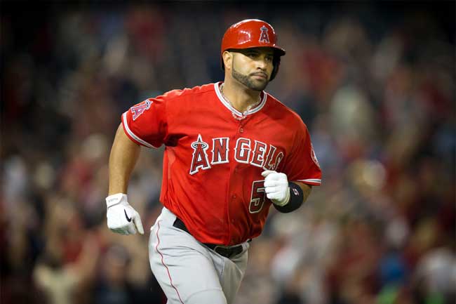 Albert Pujols sat out Saturday's game with a sore lower back. He's listed as day-to-day.